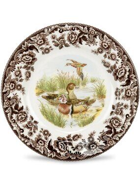 10.5 Inch Duck Dinner Plate - Game Bird Design, Fine Earthenware, Dishwasher